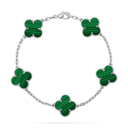 [Leaves]LUCKY CLOVER 5-MOTIF BRACELET - MALACHITE COLLECTION