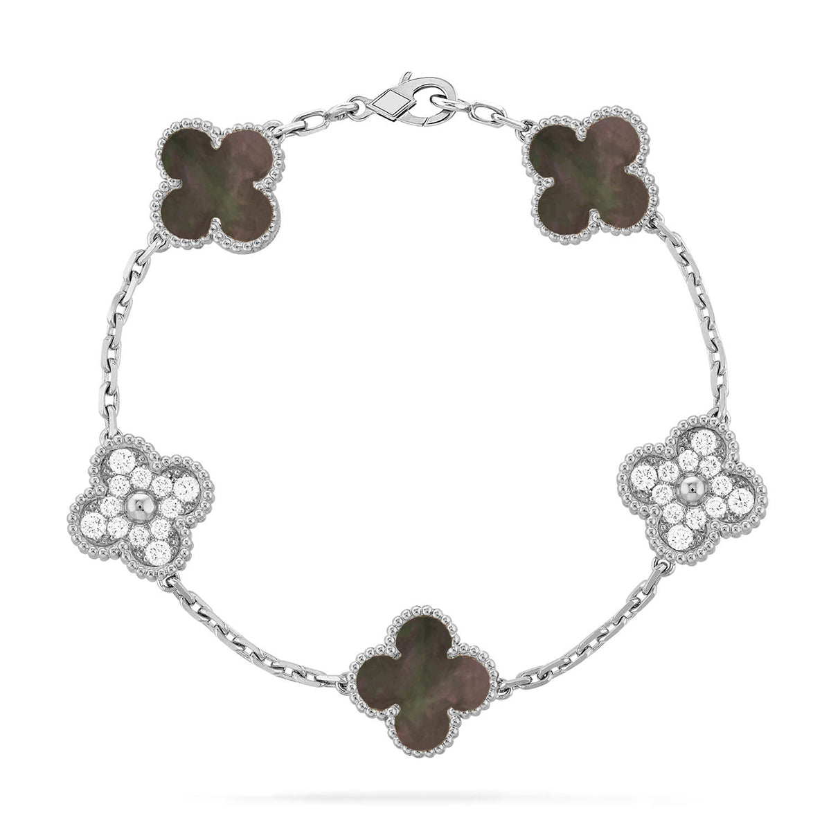 [Leaves]LUCKY CLOVER 5-MOTIF BRACELET - GREY MOTHER-OF-PEARL COLLECTION