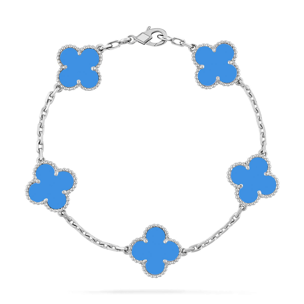 [Leaves]LUCKY CLOVER 5-MOTIF BRACELET - BLUE AGATE COLLECTION