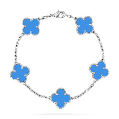 [Leaves]LUCKY CLOVER 5-MOTIF BRACELET - BLUE AGATE COLLECTION