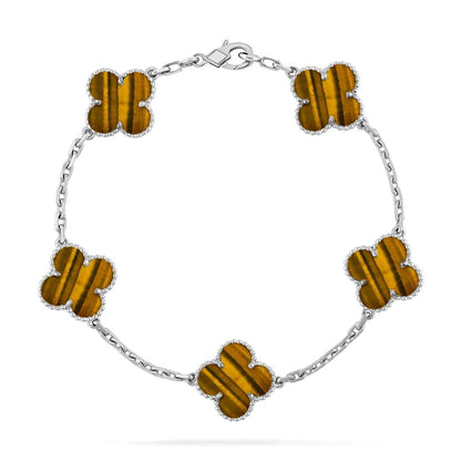 [Leaves]LUCKY CLOVER 5-MOTIF BRACELET -  TIGER’S EYE COLLECTION