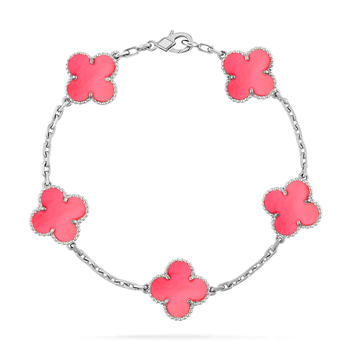 [Leaves]LUCKY CLOVER 5-MOTIF BRACELET - PINK MOTHER-OF-PEARL COLLECTION
