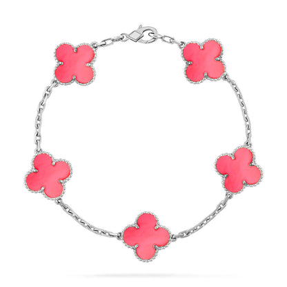 [Leaves]LUCKY CLOVER 5-MOTIF BRACELET - PINK MOTHER-OF-PEARL COLLECTION