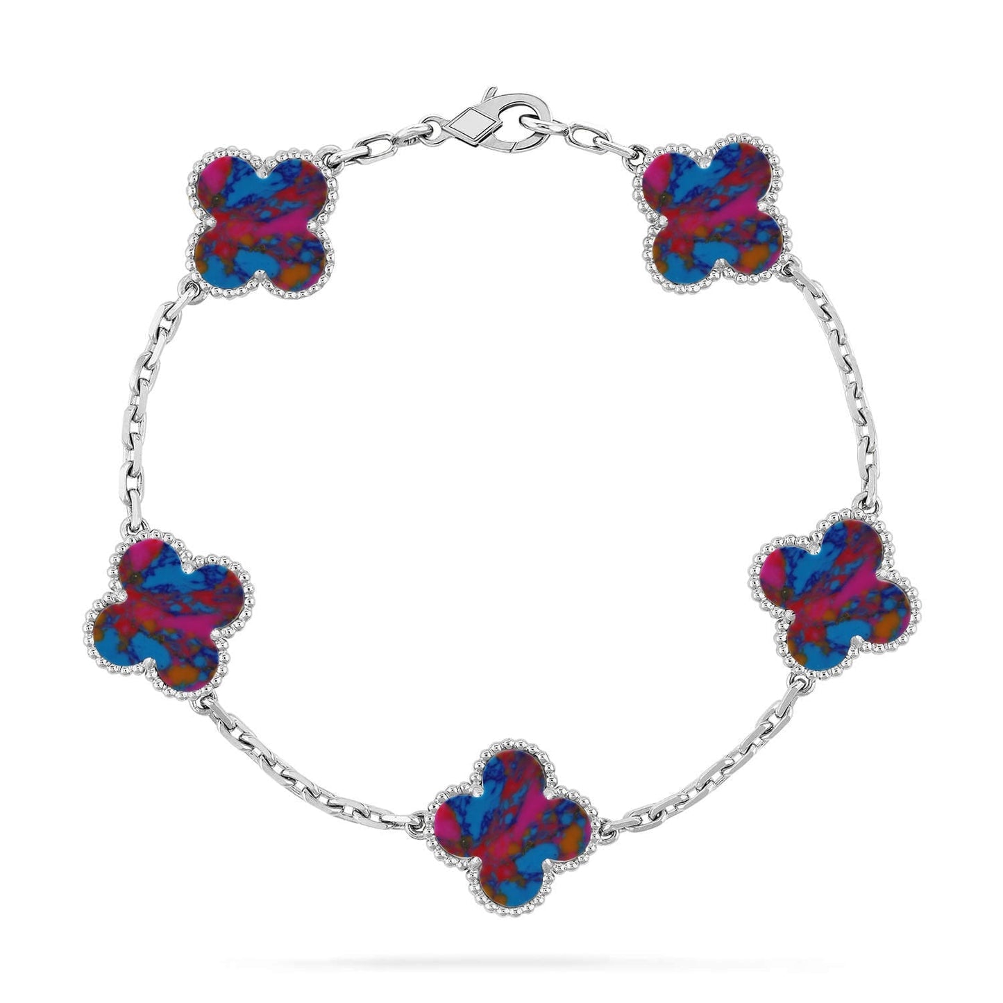 [Leaves]LUCKY CLOVER 5-MOTIF BRACELET - MULTI-GEM COLLECTION
