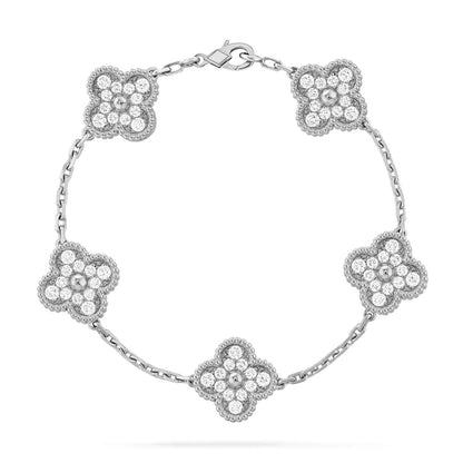 [Leaves]LUCKY CLOVER 5-MOTIF BRACELET - FULL-DIAMOND