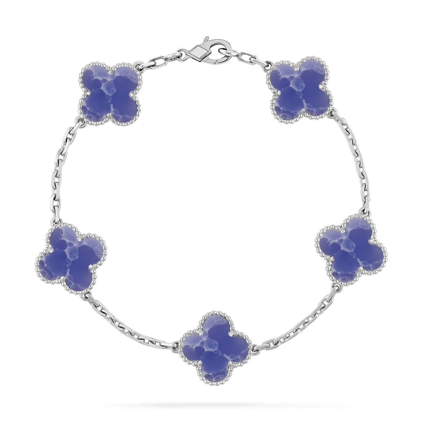 [Leaves]LUCKY CLOVER 5-MOTIF BRACELET - BLUE LARIMAR COLLECTION