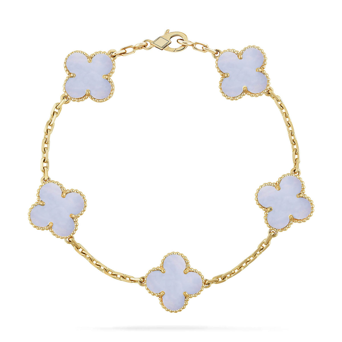 [Leaves]LUCKY CLOVER 5-MOTIF BRACELET - PURPLE CHALCEDONY COLLECTION