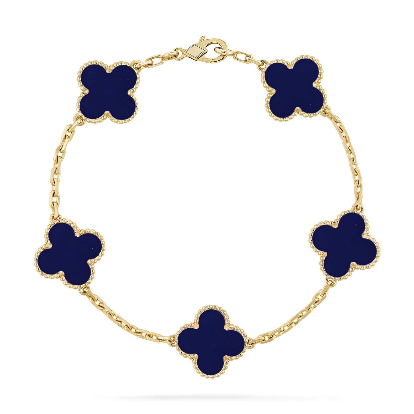[Leaves]LUCKY CLOVER 5-MOTIF BRACELET - LAPIS LAZULI COLLECTION