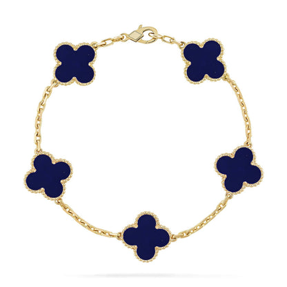 [Leaves]LUCKY CLOVER 5-MOTIF BRACELET - LAPIS LAZULI COLLECTION