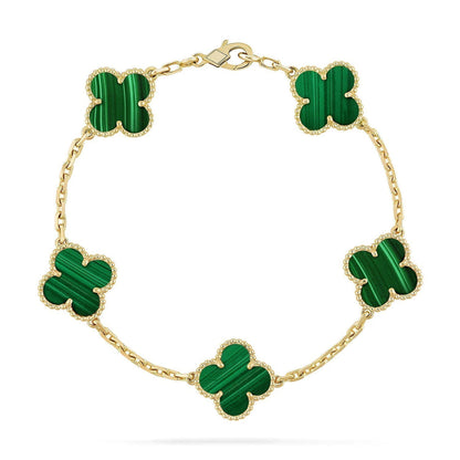 [Leaves]LUCKY CLOVER 5-MOTIF BRACELET - MALACHITE COLLECTION