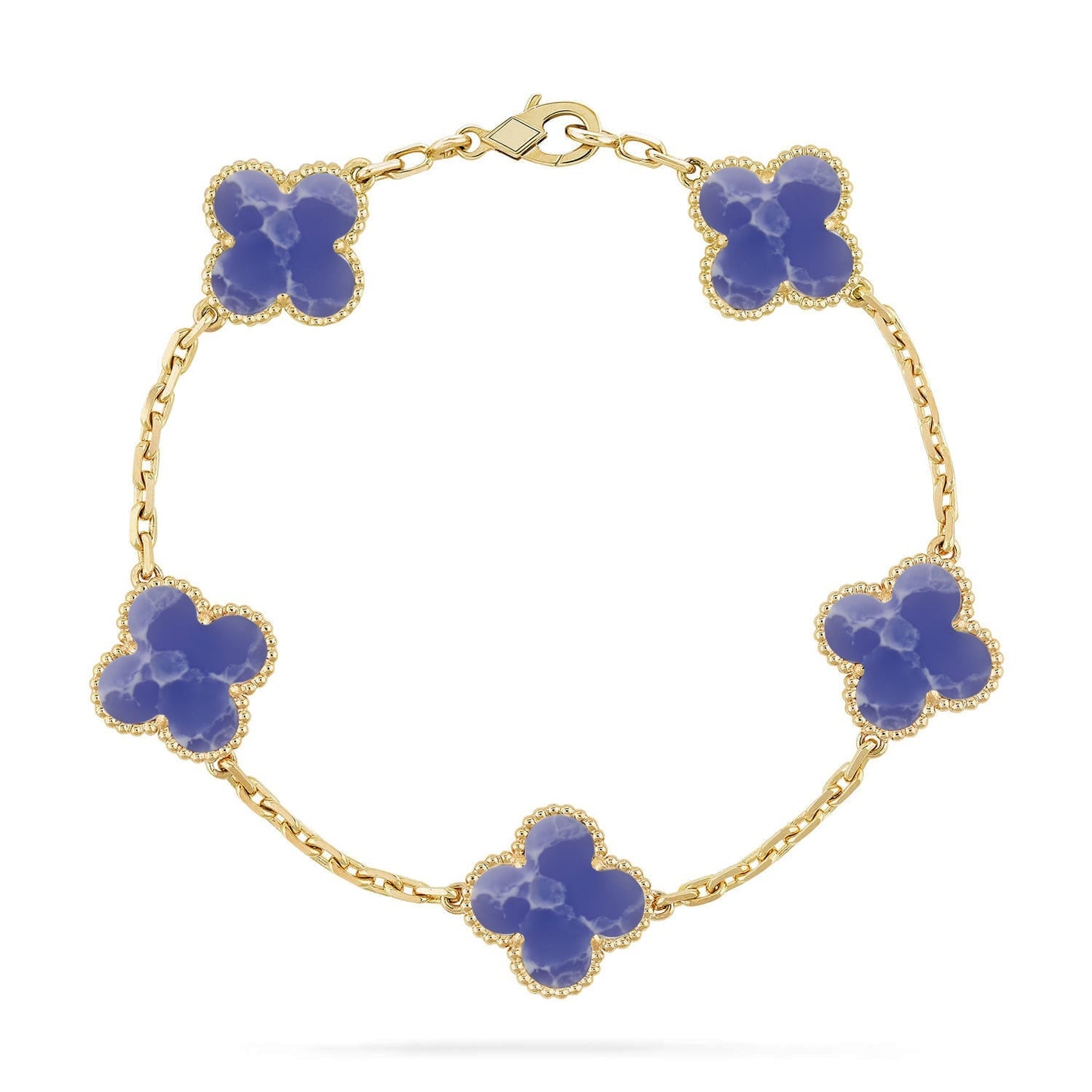 [Leaves]LUCKY CLOVER 5-MOTIF BRACELET - BLUE LARIMAR COLLECTION