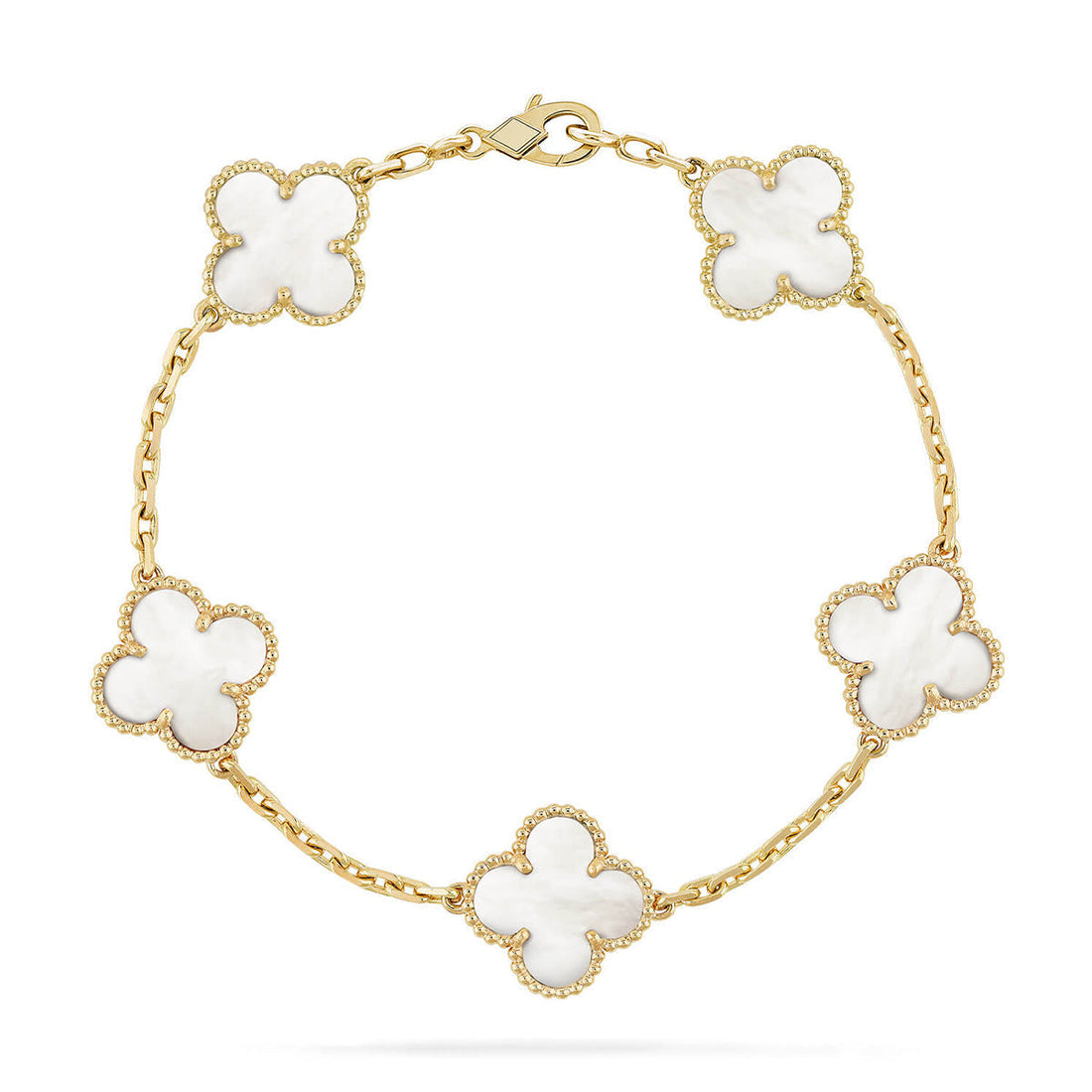 [Leaves]LUCKY CLOVER 5-MOTIF BRACELET - WHITE MOTHER-OF-PEARL COLLECTION