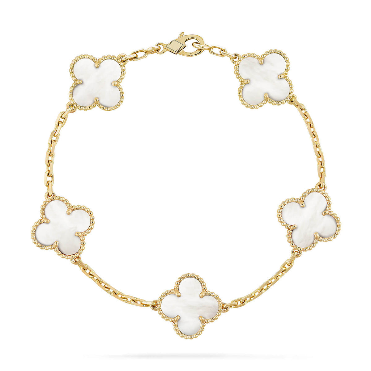[Leaves]LUCKY CLOVER 5-MOTIF BRACELET - WHITE MOTHER-OF-PEARL COLLECTION