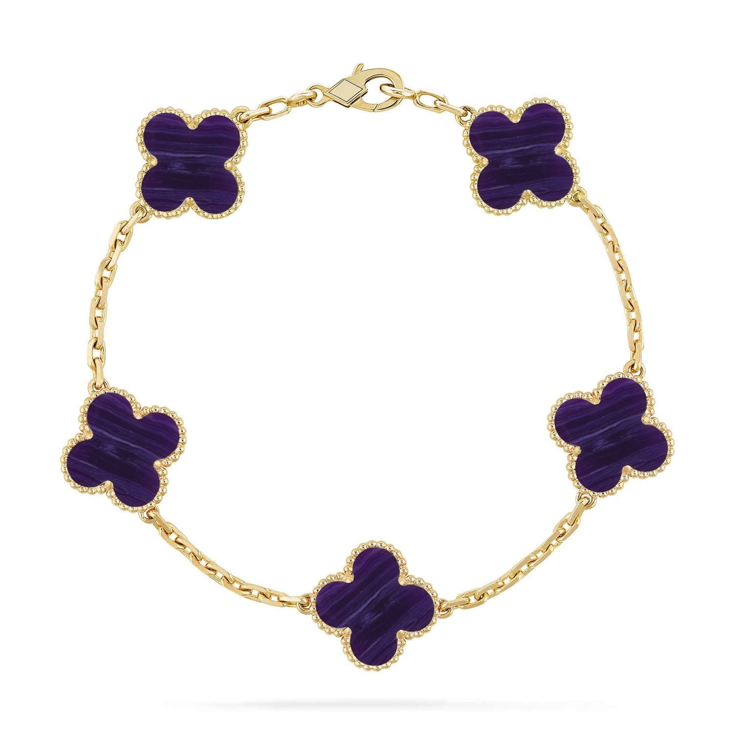 [Leaves]LUCKY CLOVER 5-MOTIF BRACELET - CHAROITE COLLECTION