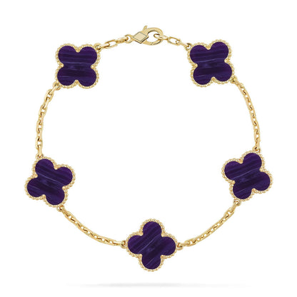 [Leaves]LUCKY CLOVER 5-MOTIF BRACELET - CHAROITE COLLECTION