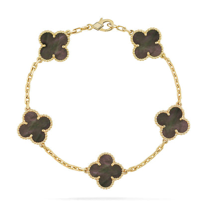 [Leaves]LUCKY CLOVER 5-MOTIF BRACELET - GREY MOTHER-OF-PEARL COLLECTION