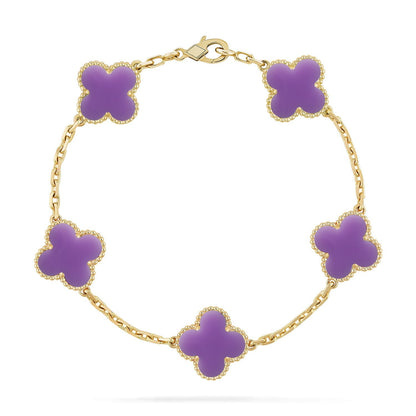 [Leaves]LUCKY CLOVER 5-MOTIF BRACELET - LAVENDER COLLECTION