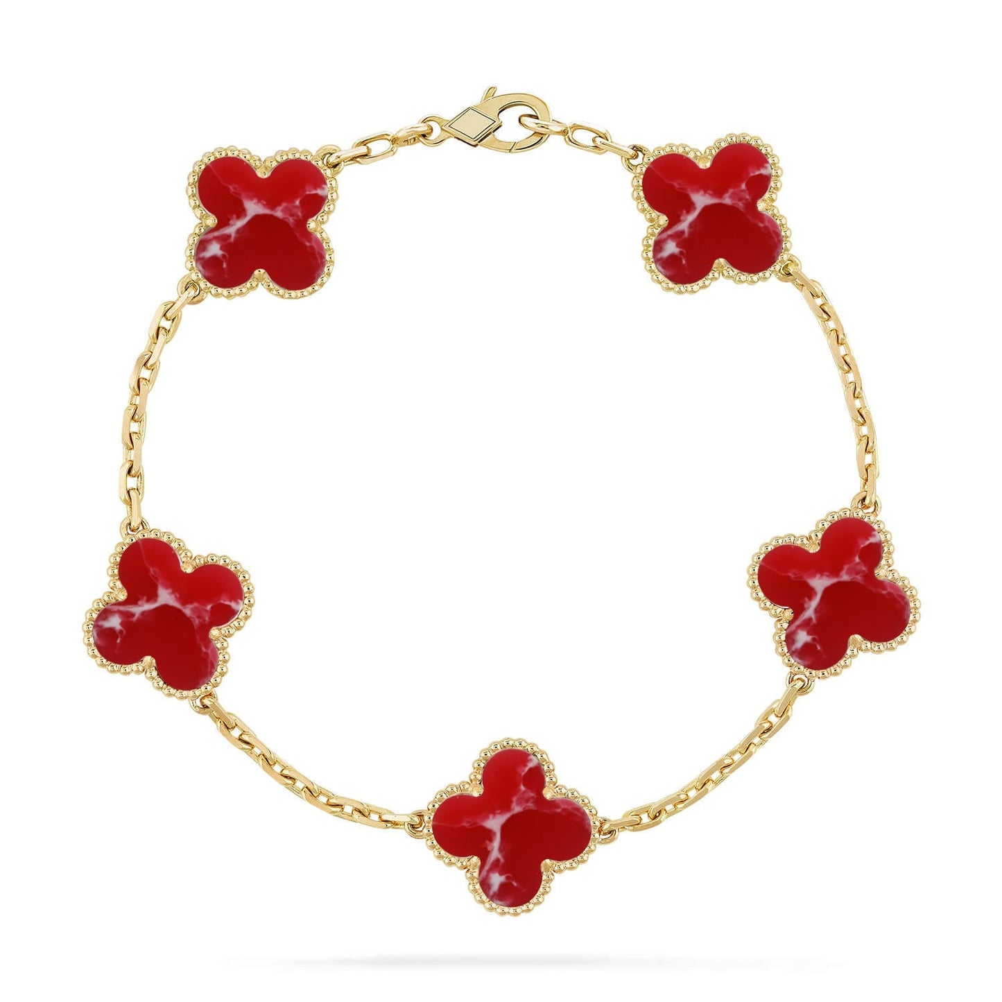 [Leaves]LUCKY CLOVER 5-MOTIF BRACELET - RED LARIMAR COLLECTION