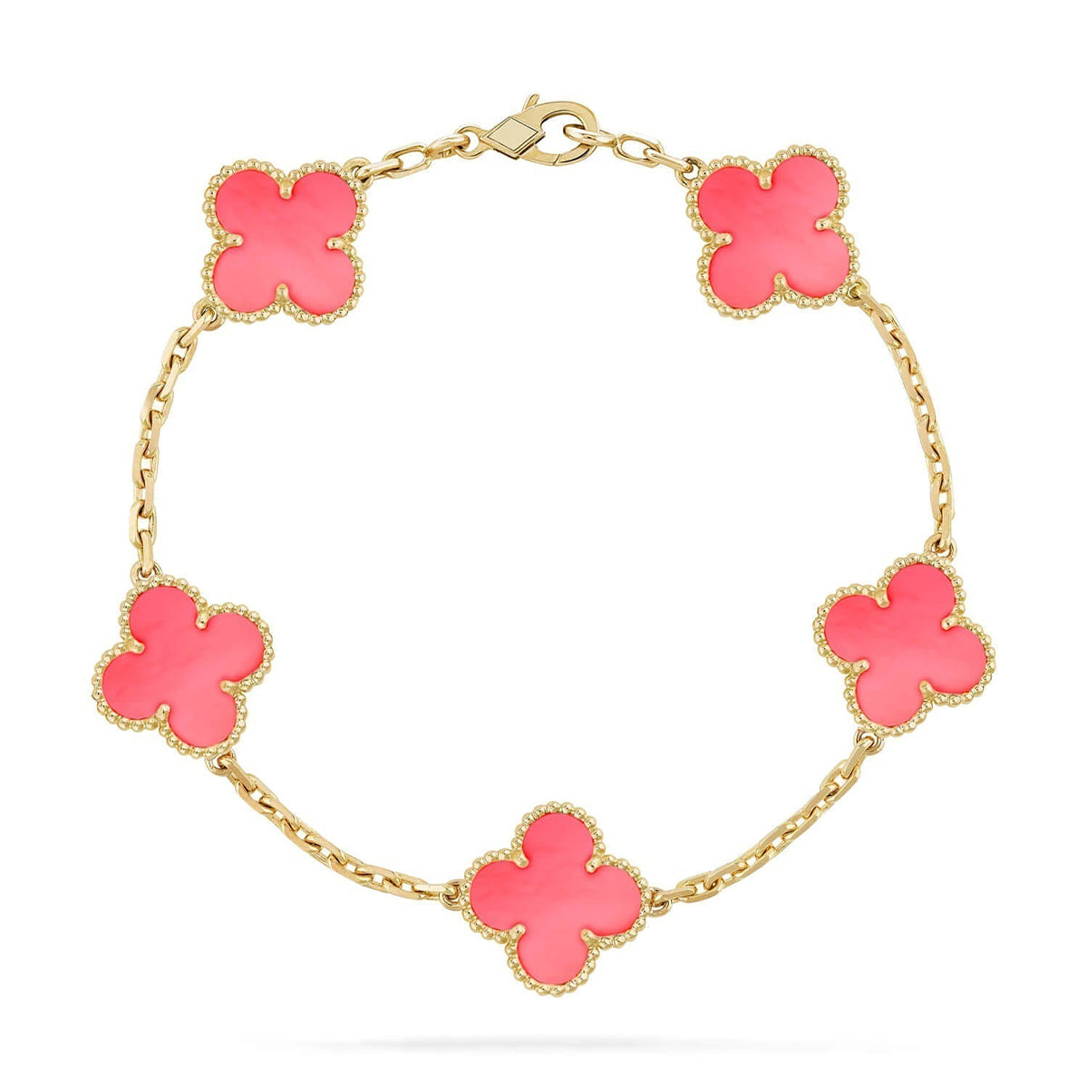 [Leaves]LUCKY CLOVER 5-MOTIF BRACELET - PINK MOTHER-OF-PEARL COLLECTION