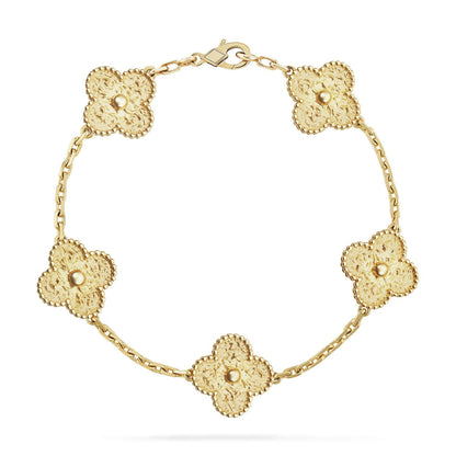 [Leaves]LUCKY CLOVER 5-MOTIF BRACELET - BRONZING
