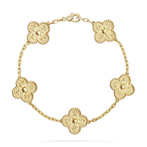 [Leaves]LUCKY CLOVER 5-MOTIF BRACELET - BRONZING