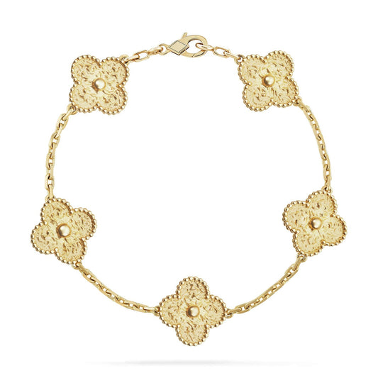 [Leaves]LUCKY CLOVER 5-MOTIF BRACELET - BRONZING