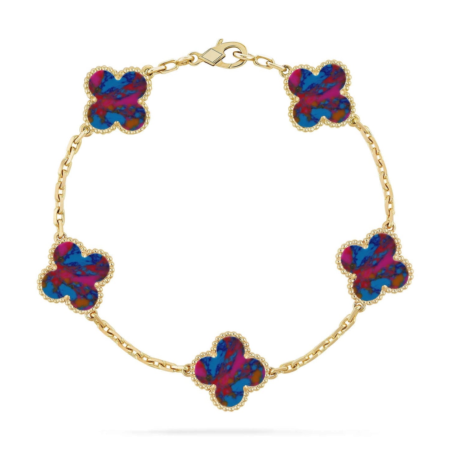 [Leaves]LUCKY CLOVER 5-MOTIF BRACELET - MULTI-GEM COLLECTION