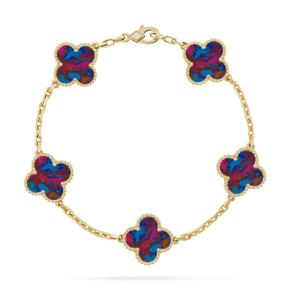 [Leaves]LUCKY CLOVER 5-MOTIF BRACELET - MULTI-GEM COLLECTION