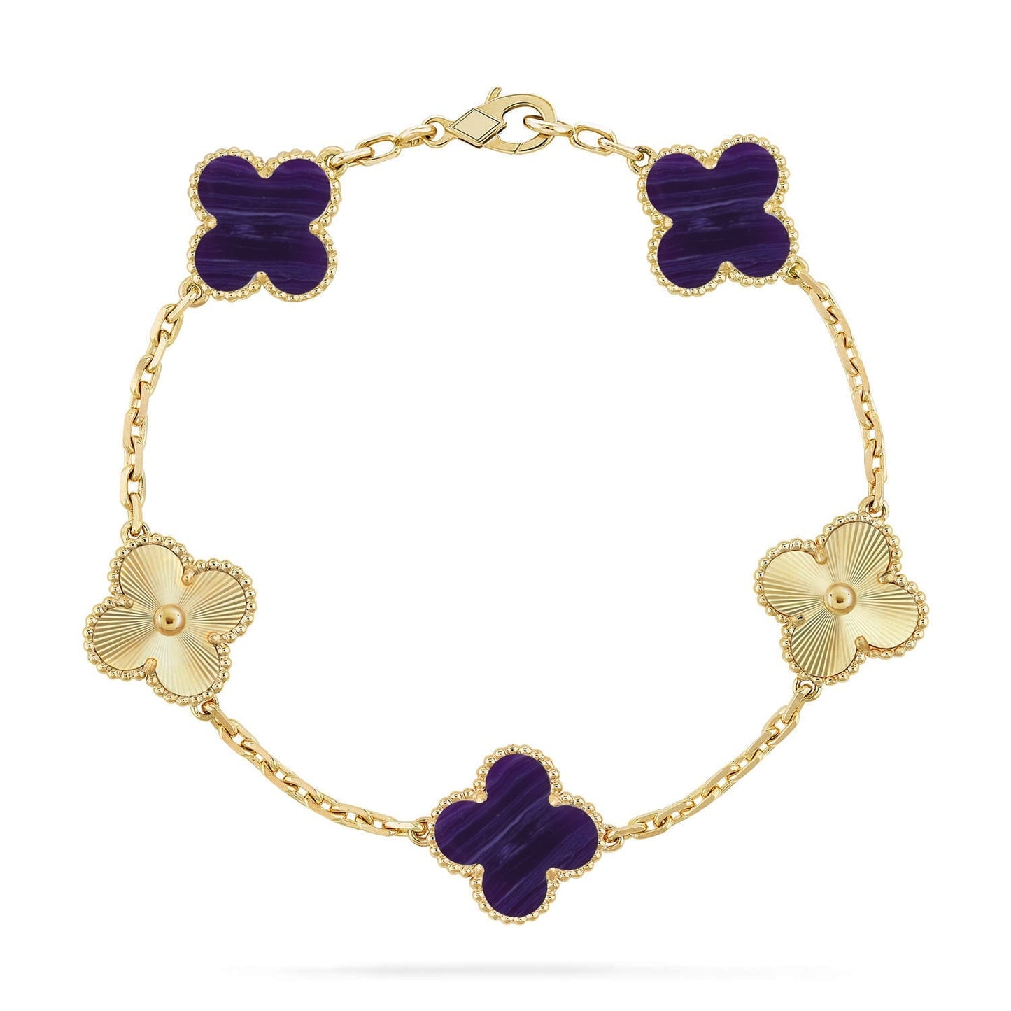[Leaves]LUCKY CLOVER 5-MOTIF BRACELET - CHAROITE COLLECTION