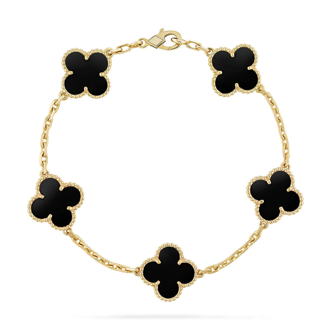 [Leaves]LUCKY CLOVER 5-MOTIF BRACELET - BLACK OXNY COLLECTION
