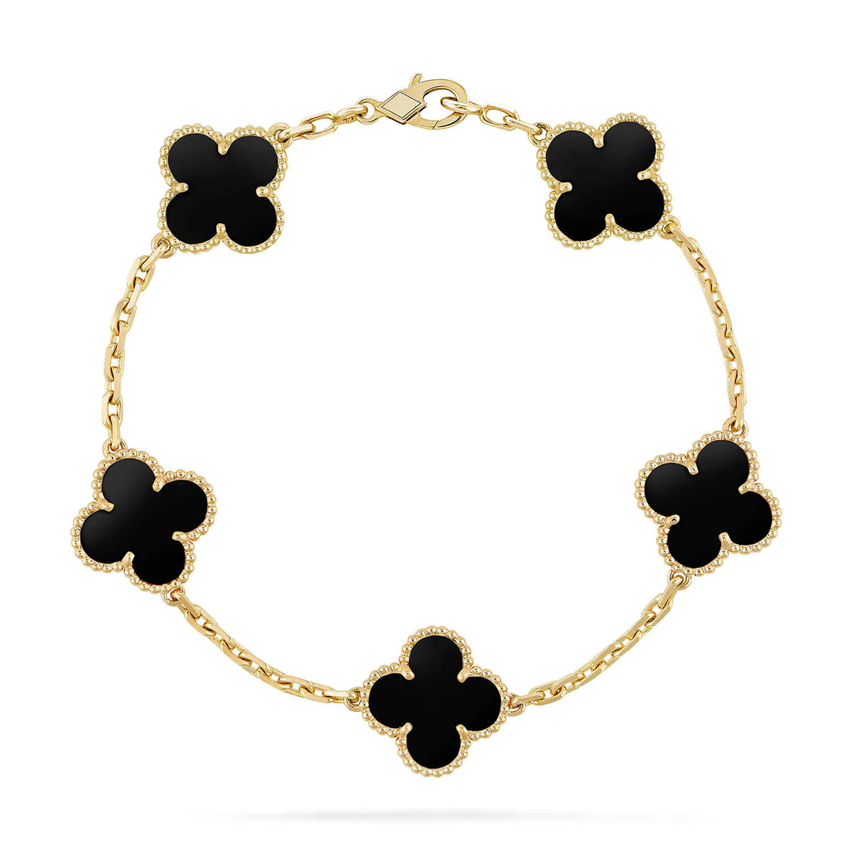 [Leaves]LUCKY CLOVER 5-MOTIF BRACELET - BLACK OXNY COLLECTION