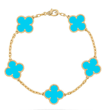 [Leaves]LUCKY CLOVER 5-MOTIF BRACELET - TURQUOISE COLLECTION