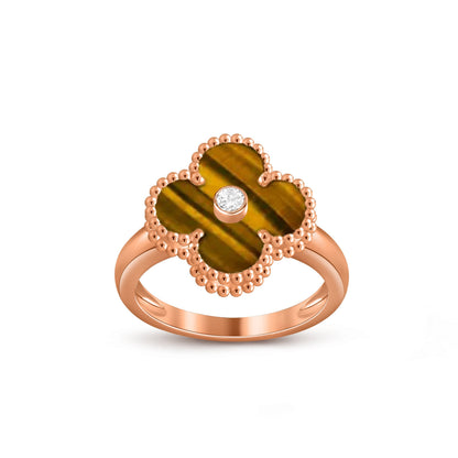 [Leaves]LUCKY CLOVER DIAMOND-ACCENT ROSE GOLD RING COLLECTION