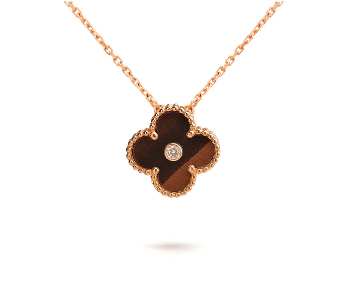 [Leaves]15MM CLOVER FLOWER DIAMOND PENDANT NECKLACE COLLECTION