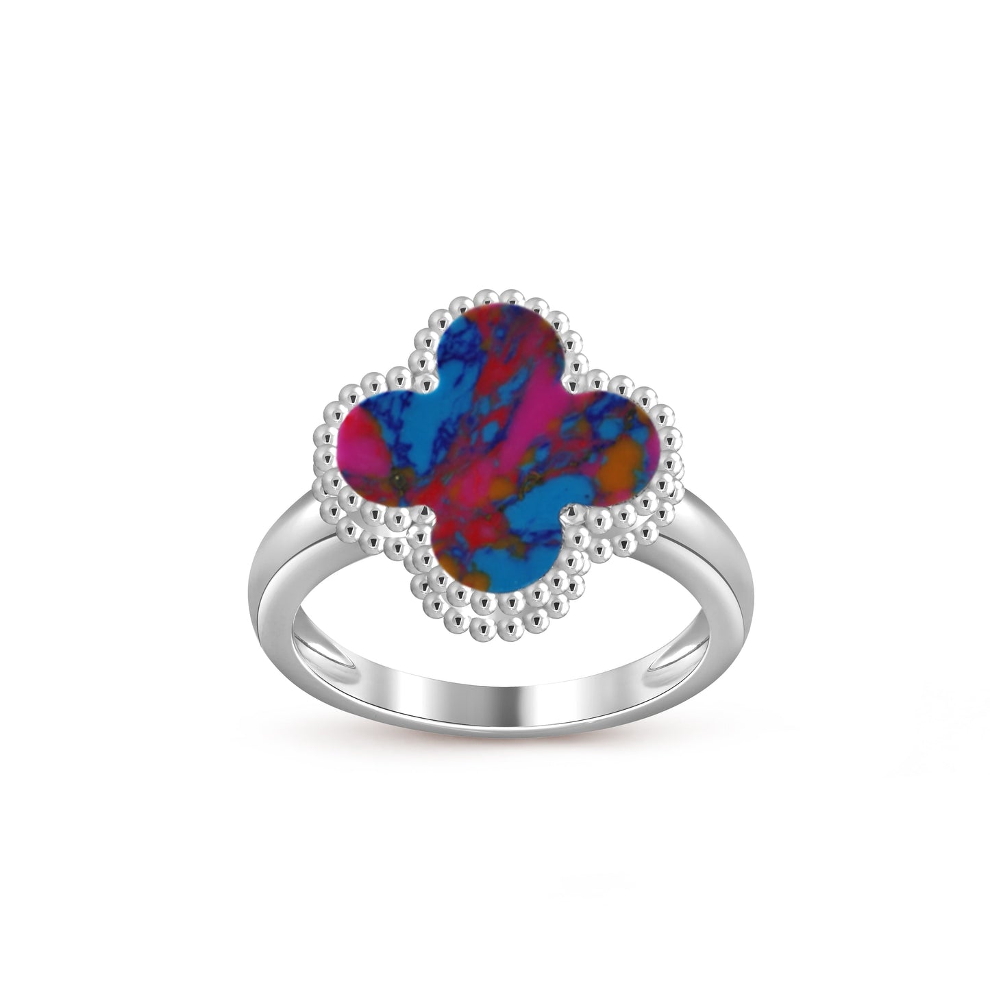 [Leaves]LUCKY CLOVER VINTAGE WHITE GOLD RING COLLECTION