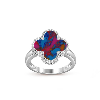 [Leaves]LUCKY CLOVER VINTAGE WHITE GOLD RING COLLECTION