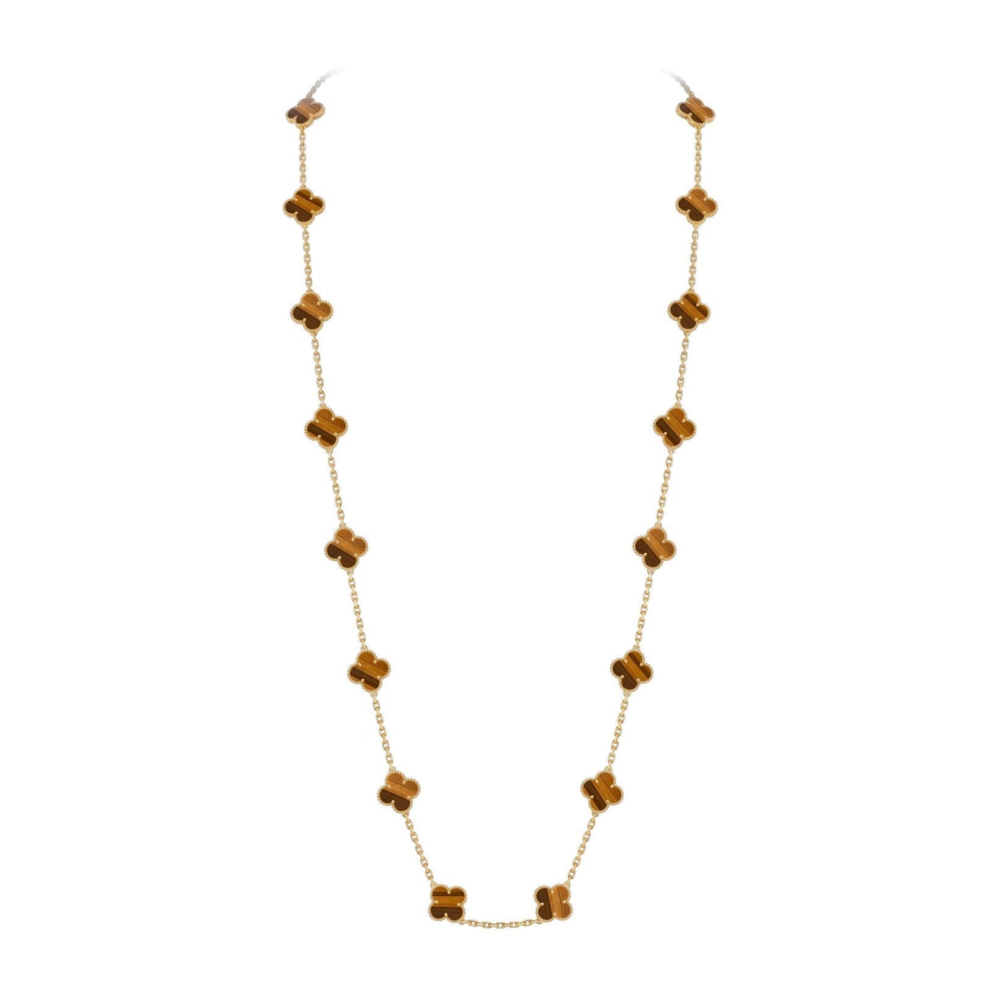 [Leaves]CLASSIC 20-MOTIF LUCKY CLOVER LONG NECKLACE GOLD COLLECTION