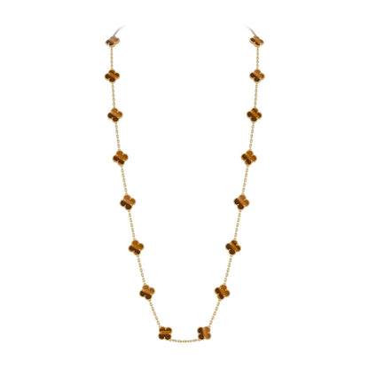 [Leaves]CLASSIC 20-MOTIF LUCKY CLOVER LONG NECKLACE GOLD COLLECTION