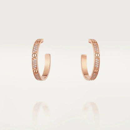 [Leaves]LOVE DIAMOND PINK GOLD HOOP EARRINGS