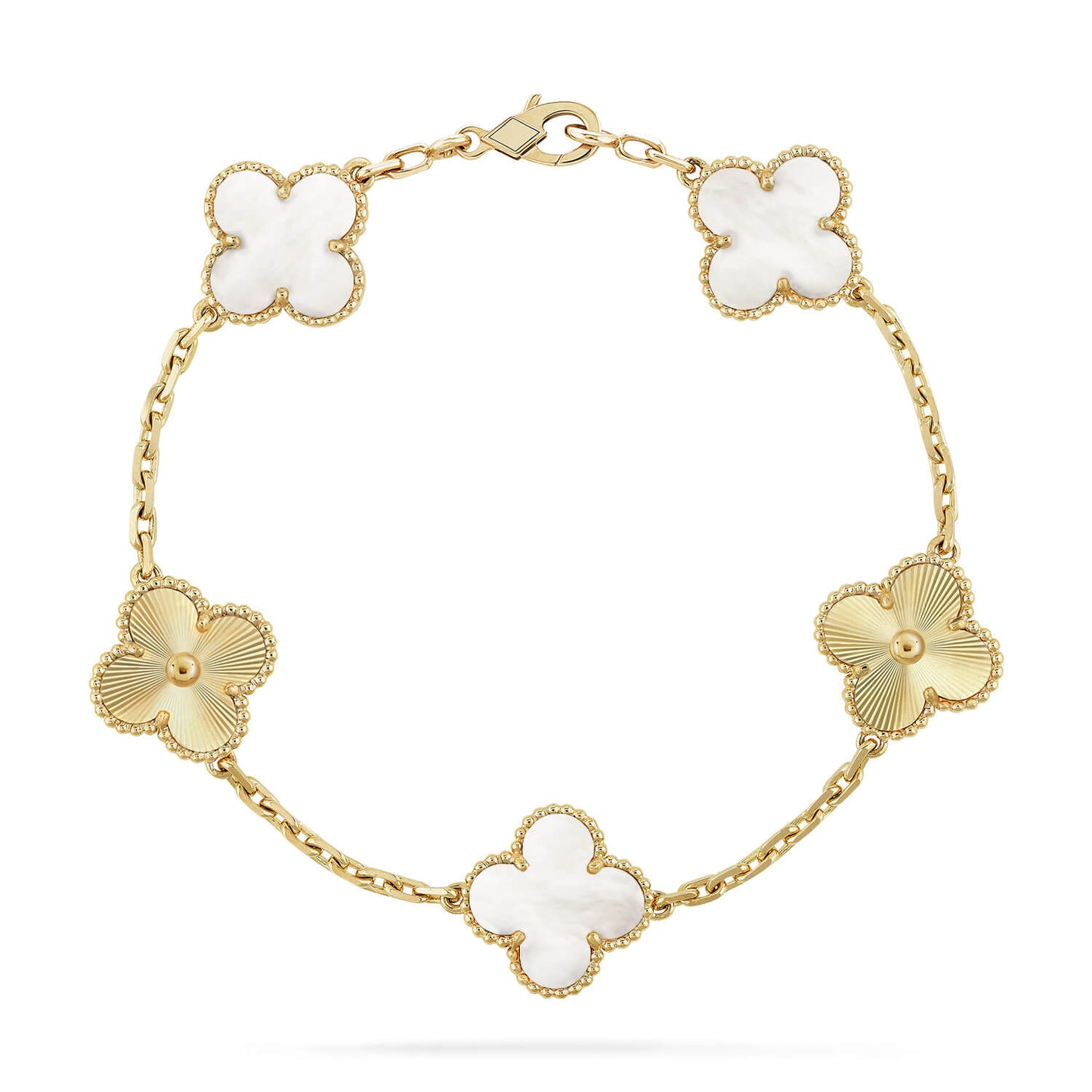 [Leaves]LUCKY CLOVER 5-MOTIF BRACELET - WHITE MOTHER-OF-PEARL COLLECTION