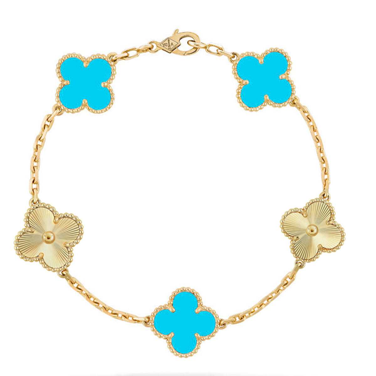 [Leaves]LUCKY CLOVER 5-MOTIF BRACELET - TURQUOISE COLLECTION