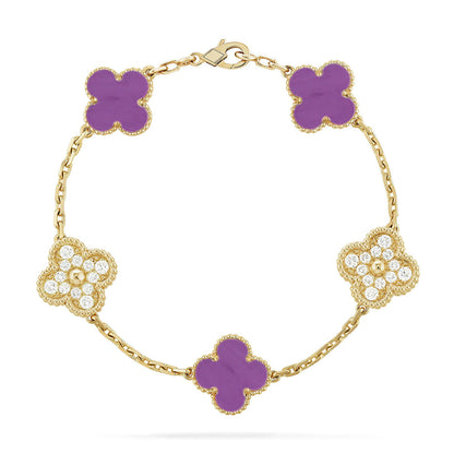 [Leaves]LUCKY CLOVER 5-MOTIF BRACELET - VIOLET COLLECTION
