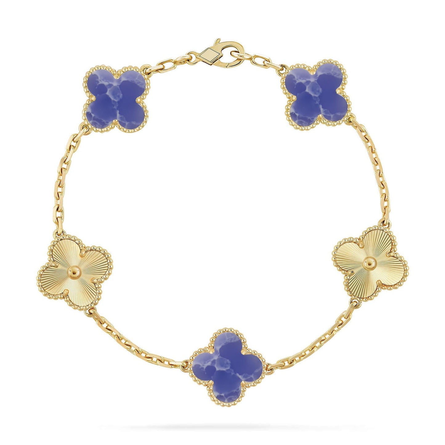[Leaves]LUCKY CLOVER 5-MOTIF BRACELET - BLUE LARIMAR COLLECTION