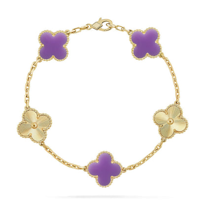 [Leaves]LUCKY CLOVER 5-MOTIF BRACELET - LAVENDER COLLECTION