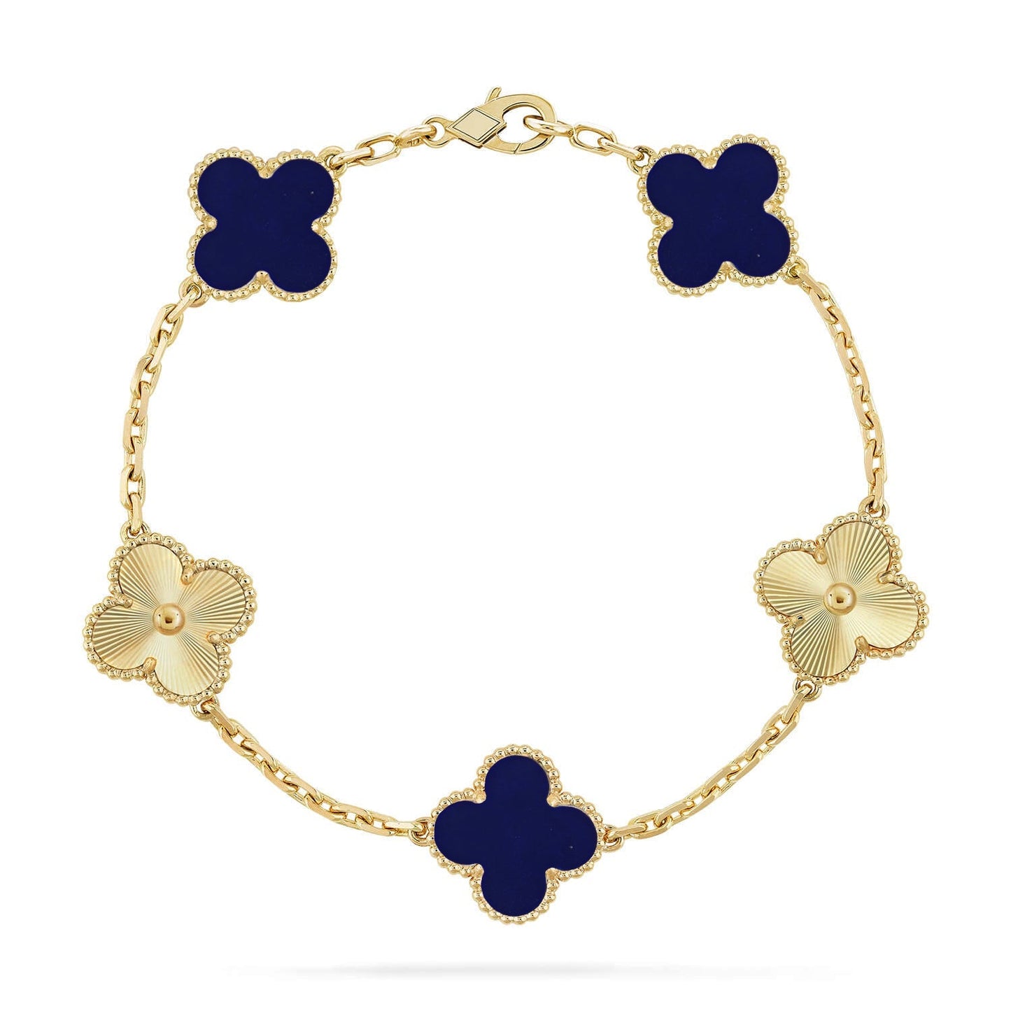 [Leaves]LUCKY CLOVER 5-MOTIF BRACELET - LAPIS LAZULI COLLECTION