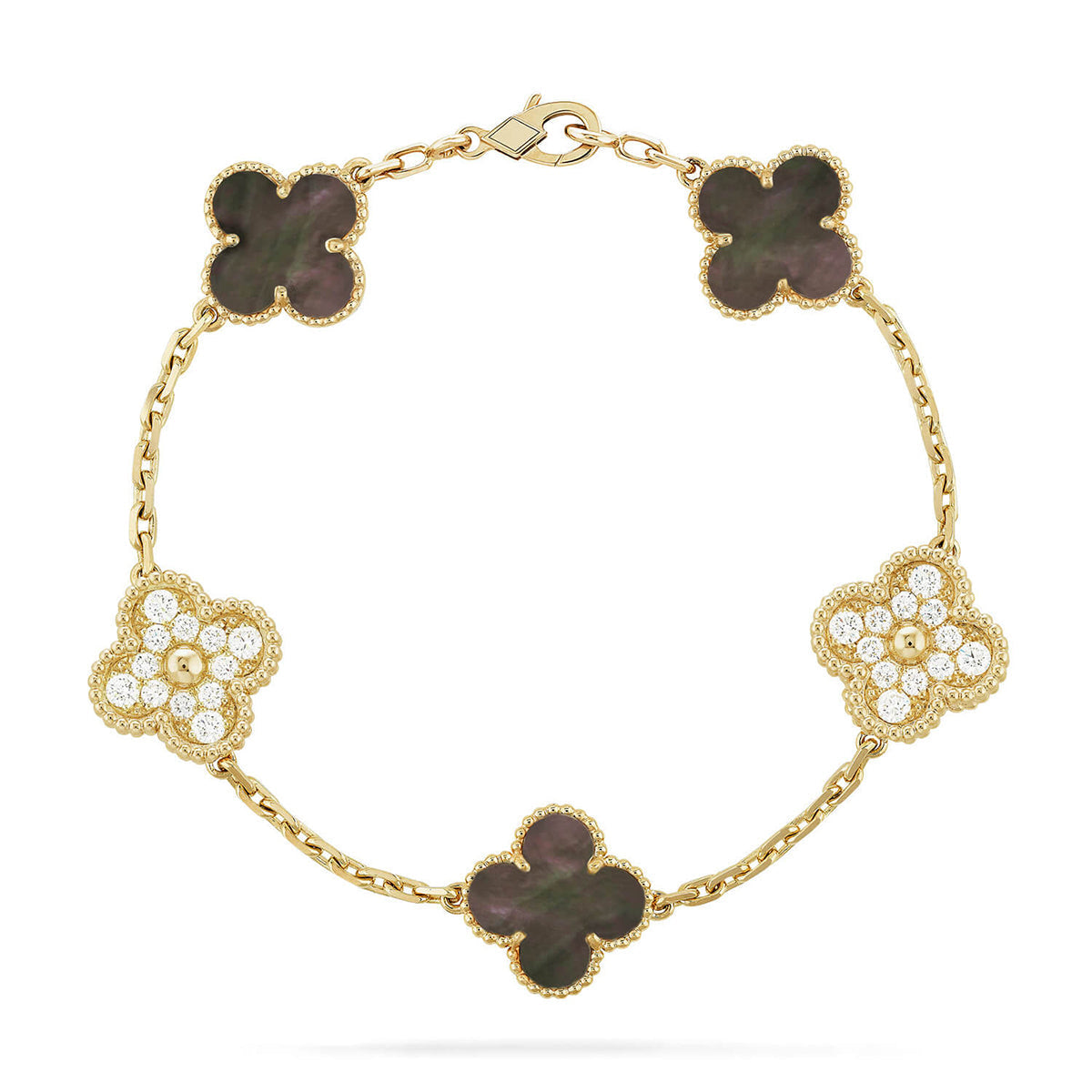 [Leaves]LUCKY CLOVER 5-MOTIF BRACELET - GREY MOTHER-OF-PEARL COLLECTION