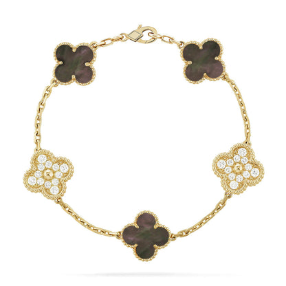 [Leaves]LUCKY CLOVER 5-MOTIF BRACELET - GREY MOTHER-OF-PEARL COLLECTION