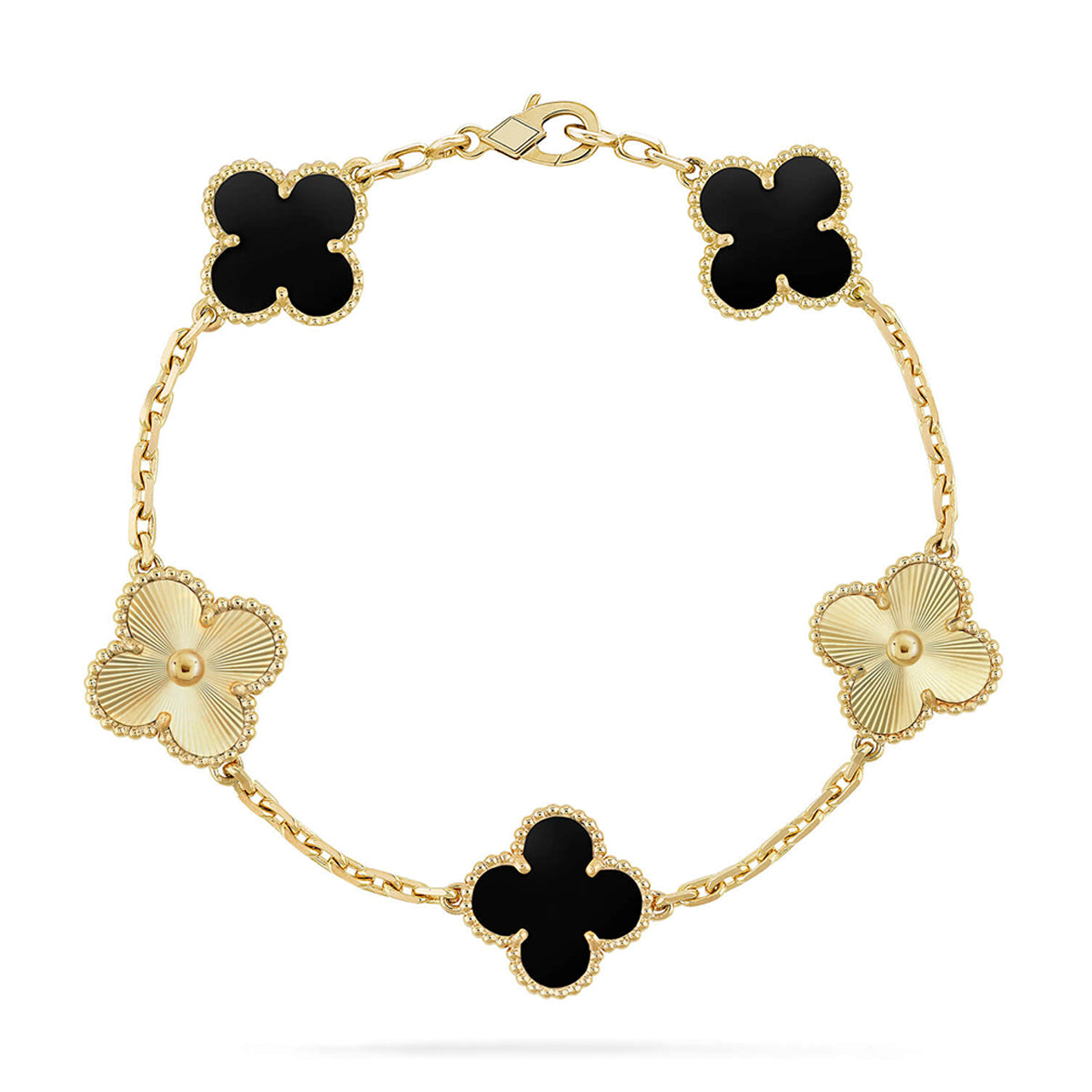 [Leaves]LUCKY CLOVER 5-MOTIF BRACELET - BLACK OXNY COLLECTION