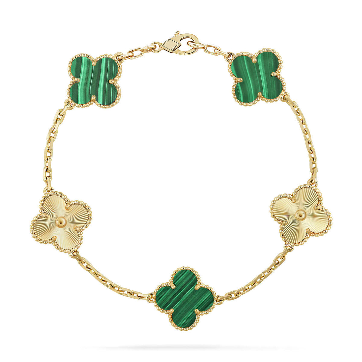 [Leaves]LUCKY CLOVER 5-MOTIF BRACELET - MALACHITE COLLECTION