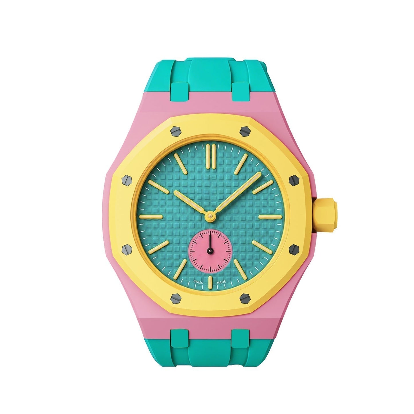 [Leaves]OAK POP EXCLUSIVE PINK AND GREEN SILICONE STRAP